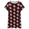 Canadian Flag Map Nightgowns for Women Sleepwear Short Sleeve Sleep Dress Nightshirt