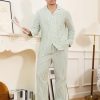 Couple Pajama Sets, Soft Cotton Button-Down Striped Pajamas for Men and Women Long Sleeve Sleepwear with Pockets