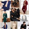 Men's Satin Robe 3 Pcs Silky Kimono Bathrobe Set Lightweight Soft Loungewear Nightwear