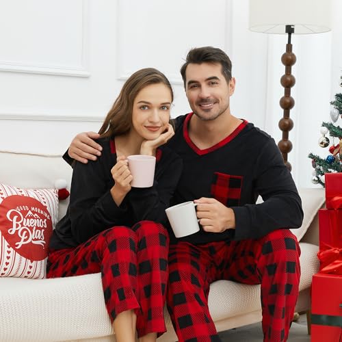 Matching Pajamas for Couples, Mens and Womens Buffalo Plaid Pajamas Set Long Sleeve Pjs Soft Warm