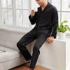 Couples Pajamas Womens &Mens Matching Pajamas Set Silk Satin Pj Set Long Sleeve Button Down Sleepwear 2 Pcs Loungewear