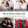 Couples Matching Silk Satin Pajamas Set Long Sleeve Sleepwear Soft Button Down Loungewear 2 Pcs Pj Set