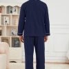 Mens Button Down Pajamas Set Soft Classic Lapel Sleepwear Long Sleeve Flannel Top & Pants Set