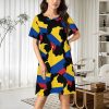 Colombian Flag Map Nightgowns for Women Sleepwear Short Sleeve Sleep Dress Nightshirt