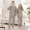 Ribbed Knit Matching Pajamas for Couples - Soft Cozy Pjs Long Sleeve Top & Wide Pant Sleepwear | Home & Lounge