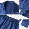 Mens Satin Pajamas Set Long Sleeve Button Down Silky Pjs Sets 2 Pieces Sleepwear with Pockets