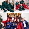 Couples Matching Pajamas Silk Satin Long Sleeve Button Down Sleepwear 2 Pcs Loungewear Mens & Womens Family PJs Set