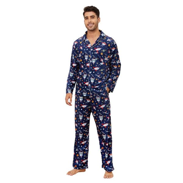 Mens Pajama Set, Soft Flannel PJS for Men Comfy Warm Sleepwear