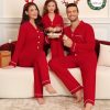 Matching Couple Christmas Pajamas Set Modal Long Sleeve Button-Down Sleepwear Family Festival Party Xmas PJs Sets