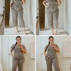 2 Pack Women's Pajama Sets Short Sleeve Two-Piece Pjs V Neck Tops & Capri Pants Printed Lounge Sets S-3XL