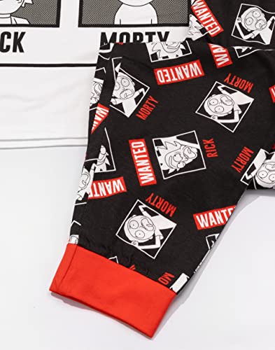 Mens Pajama Set | Wanted Poster Short Sleeve Graphic Tee & Long Leg Print PJs | Sci-fi Comedy Merchandise