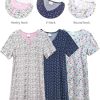 3 Pack Nightgowns for Women Short Sleeve Night Gown Soft Sleep Shirts Women's Sleepwear Print Sleep Dress