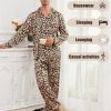 Men Pajamas Matching Pajamas Set Silk Satin Pj Long Sleeve Button Down Sleepwear 2 Pcs Loungewear