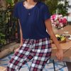 2 Pack Pajamas for Women Set Short Sleeve Sleepwear Top and Pants Pjs Soft Printed Lounge Sets with Pockets