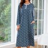 Cotton Nightgowns for Women Soft Long Sleeve Night Gown with Pockets