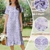 Cotton Nightgowns for Women Soft Long Button Night Gowns Comfy House Dress with Pockets Short Sleeve Sleepwear S-3XL