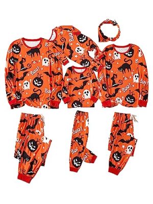 Family Matching Halloween Pajamas Sets Long Sleeve 2 Piece Pjs Funny Sleepwear Jammies