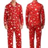 Christmas Matching Pajamas for Couples Long Sleeve Sleepwear Women Mens Button Down Loungewear Pjs Set for Party