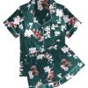 Womens Silk Satin Pajama Sets Soft Short Sleeve Button Down Sleepwear Top and Shorts 2 Piece Pjs Lounge Set S-XXL