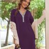 Women's Nightshirt Long Sleeve Button Down Nightgown V-Neck Sleepwear Casual Pajama Dress
