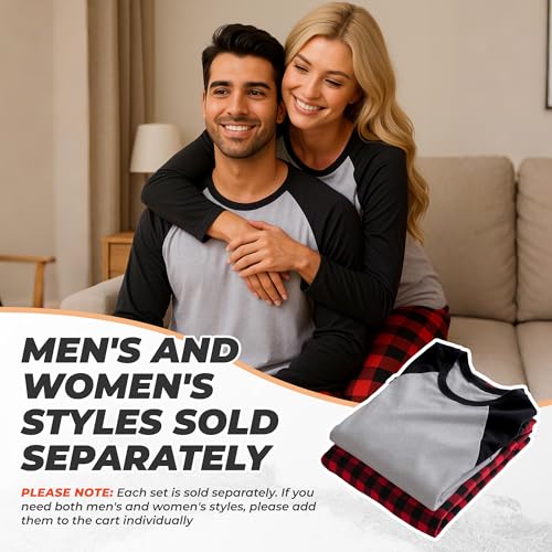 Matching Pajamas for Couples Plaid Ultra Soft Pullover Pjs Set for Men and Women Warm Loungewear