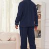 Mens Fleece Pajama Set, Soft Warm Long Sleeve Sleepwear with Pockets Cozy Button-Down Pjs for Men