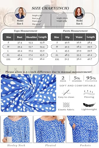 Pajamas for Women Set Fall Long Sleeve Pjs 2 Piece Lounge Set Top & Pants with Pockets Soft Sleepwear S-XXL
