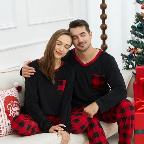 Matching Pajamas for Couples, Mens and Womens Buffalo Plaid Pajamas Set Long Sleeve Pjs Soft Warm