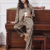 2 Pack Satin Pajamas Set for Women Classic Button Down Silk Pjs Set Soft Sleepwear
