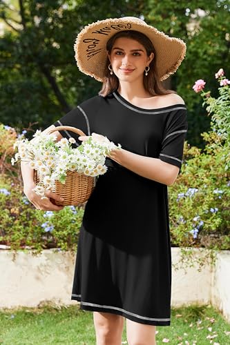 Nightgowns for Women Soft Sleep Shirt Short Sleeve Night Shirt Oversized Sleepwear Comfy Sleep Dress