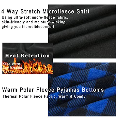 Matching Pjs for Couples,Plaid Pajama Set for Women and Men Soft Warm Fleece Shirt and Pants Sleepwear Set