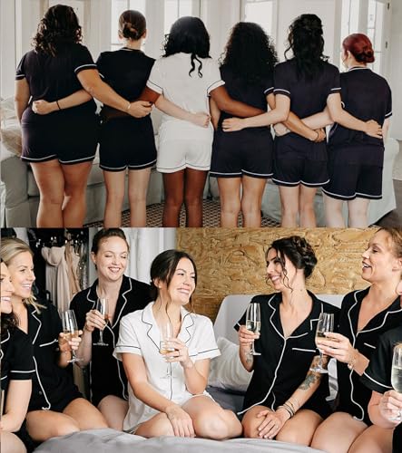 Womens Button Down Pajamas Set Short Sleeve Sleepwear Bride Soft Pj Lounge Sets XS-3XL