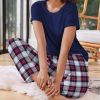 2 Pack Pajamas for Women Set Short Sleeve Sleepwear Top and Pants Pjs Soft Printed Lounge Sets with Pockets