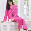 2 Pack Satin Pajamas Set for Women Classic Button Down Silk Pjs Set Soft Sleepwear