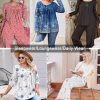 Pajamas for Women Set Fall Long Sleeve Pjs 2 Piece Lounge Set Top & Pants with Pockets Soft Sleepwear S-XXL