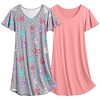 2 Pack Women's Nightgown Short Sleeve Nightshirts Comfy Soft Pajama Sleep Dress