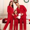 Matching Couple Christmas Pajamas Set Modal Long Sleeve Button-Down Sleepwear Family Festival Party Xmas PJs Sets