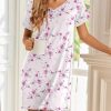 Women's Nightgowns Short Sleeve Nightshirt Soft Night Gown Ladies Nightdress Comfy Pajama Dress