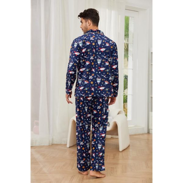 Mens Pajama Set, Soft Flannel PJS for Men Comfy Warm Sleepwear