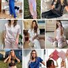 Womens Satin Silky Pajama Set Short Sleeve Shirt with Long Pajama Pant Set Soft PJ Loungewear